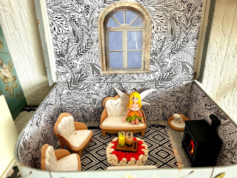 Cozy sitting room Scene in a Suitcase