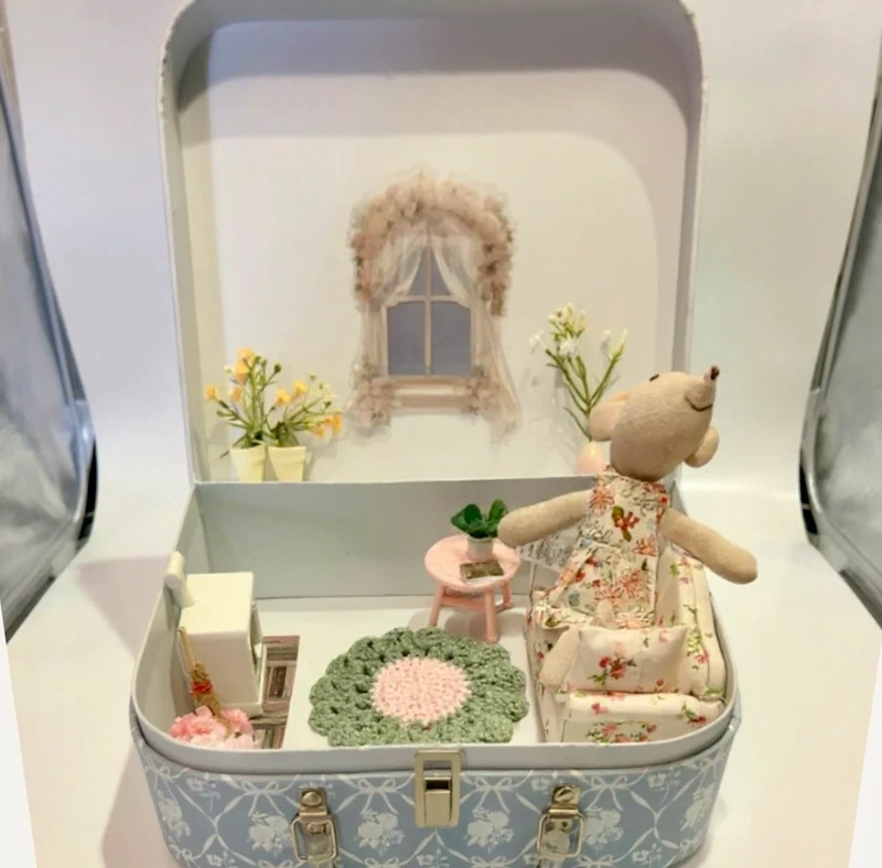 Maileg Mouse inspired Lounge Scene in a Suitcase