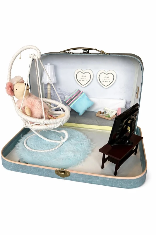 Maileg Mouse Inspired Swing Chair Lounge Scene in a Suitcase